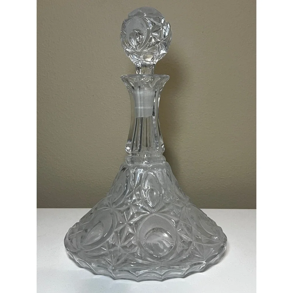 Vintage L.E. Smith Moon Stars Clear Glass Decanter Stopper Heavy 4.7 Lb MCM